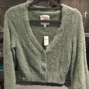 Aerie Soft Green Button-Up Cardigan